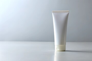 A minimalistic composition of a simple white cosmetic tube