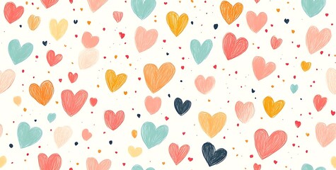 Canvas Print - A seamless pattern of cute doodle hearts in pastel colors