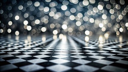 Poster - Black and White Gradient Checkered Background with Grid Texture for Minimalist Design and Artistic Projects