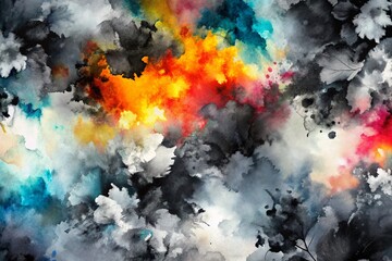 Poster - Black and White Monochrome Watercolor Texture Abstract Background for Artistic Designs and Creative Projects with Unique Patterns and Fluidity in a Minimalist Style