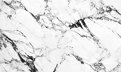 Poster - Marble texture, white and black veins, elegant surface, natural stone, high contrast, polished finish, ideal for backgrounds, interiors, and designs