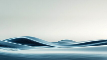 Wall Mural - Abstract blue wavy landscape forming soft hills under bright sky