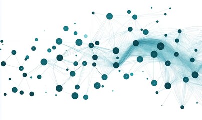 Poster - Abstract network visualization with nodes and connections, featuring teal circles and lines, representing data flow and connectivity.
