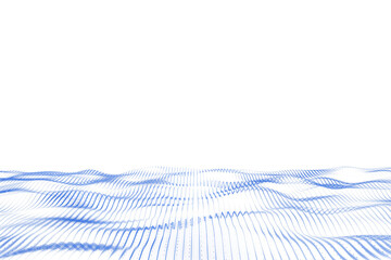 Poster - Abstract blue wave lines flowing smoothly on a white background, clean digital style, representing futuristic virtual tech concepts. 3D Rendering.