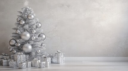 Wall Mural - Minimalist blank Christmas card on white background with holiday-themed decor, ideal for personalized messages.