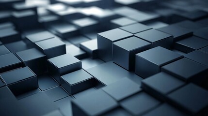 Aufkleber - Abstract dark metallic cubes forming a complex structure