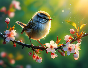 Wall Mural - Cute Bird on a Branch