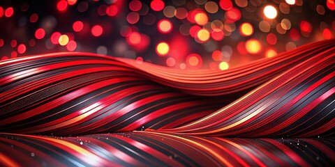 Poster - Captivating 3D Render of Abstract Red and Black Striped Background with Bokeh Effect for Digital Art and Design Projects