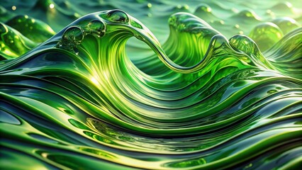 Poster - Captivating Abstract Liquid Waves Background in Green Tones with Dynamic Liquify Effects for Stunning Visuals and Creative Projects