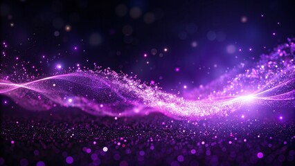 Poster - Captivating Animation of Violet Particles in Motion on a Dark Background with Ample Copy Space for Creative Use