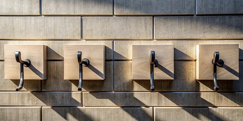 Poster - Captivating Architectural Photography of Rectangular Textures Featuring Black Hooks in a Modern Setting for Design Inspiration and Interior Aesthetics