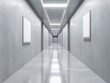 © B8stock - Modern corridor with empty gallery displays.
