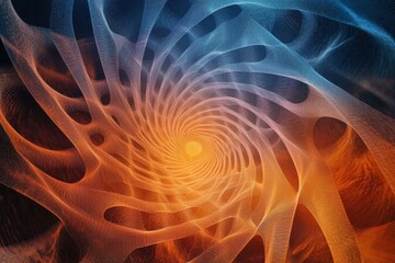Poster - Swirling patterns of orange and blue creating a captivating vortex effect