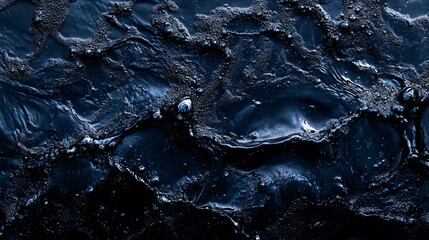 Poster - Dark viscous liquid surface bubbling and reflecting light