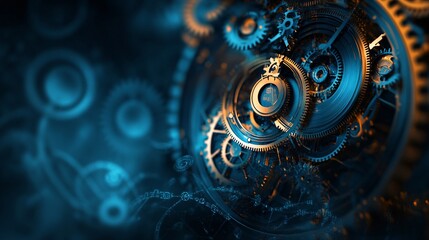 Leinwandbilder - Complex clockwork mechanism rotating and showing time passing