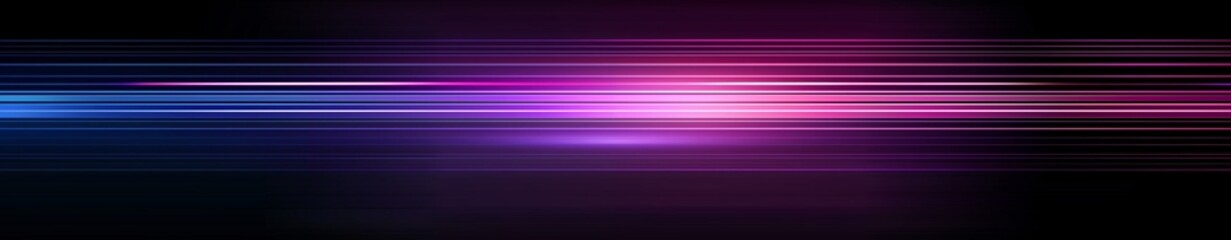 Poster - Dark background, horizontal lines of light in pink and blue colors illustration.