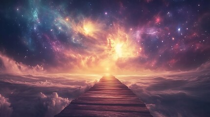 Wall Mural - a mystical journey along the celestial path cosmic landscape digital art environment surreal viewpoi