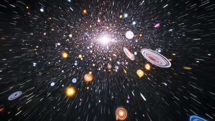 Wall Mural - Vast cosmic explosion with stars, planets, and galaxies illustrating the beauty of the universe