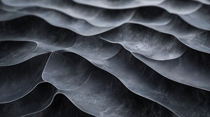 Poster - Dark gray wavy textured surface creating a rhythmic pattern