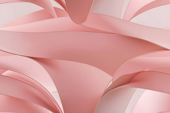 Pink Abstract Ribbons Swirling. Minimalist Design