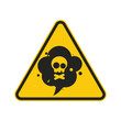 © AndiPoe - Triangle yellow sign dangerous gas, smoke chemical hazard with skull and bones