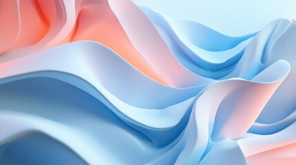 Aufkleber - Abstract pastel blue and orange wavy background flowing smoothly