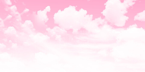 Wall Mural - pink sky background with white clouds.