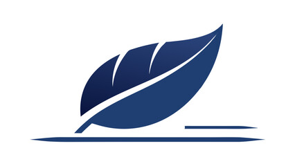 Poster - Elegant Blue Leaf Logo Design, Nature, Minimalist, Simple, Clean