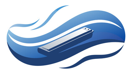 Poster - Smartphone Aquatic Design, Cool Blue Waves, Modern Technology Logo