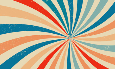 Retro burst background pattern curved circus spiral rays vector radial vintage starburst strips comic beam lines grunge texture backdrop Sunray trendy groovy retro swirl burst wallpaper.