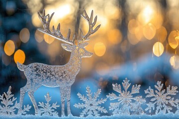 Wall Mural - christmas reindeer and snowflakes decoration creating festive atmosphere