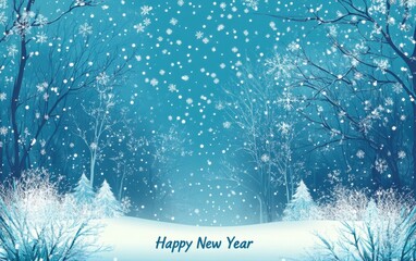 Poster - Beautiful winter background with snow and trees. The text 