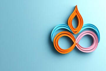 Aufkleber - A clean vector of the Aum symbol with flowing lines, set against a gradient background of soft pastel colors