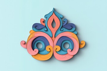 Aufkleber - A clean vector of the Aum symbol with flowing lines, set against a gradient background of soft pastel colors