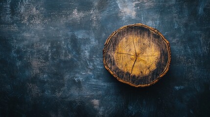 Aufkleber - Round wooden cut on dark background creating beautiful contrast