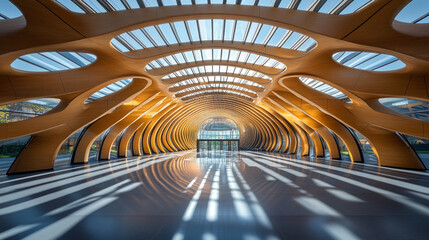 Poster - Modern architectural design showcasing light and structure in a spacious interior