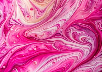 Poster - Captivating Long Exposure Abstract Pink Acrylic Pour Liquid Marble Design with Swirling Patterns and Fluid Motion for Artistic Backgrounds in Digital Art and Interior Spaces