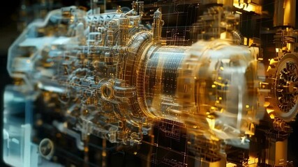 Poster - complex modern industrial machine slowly rotating showing its interior. perfect to illustrate concep