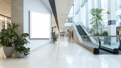 Poster - Modern Shopping Mall Interior with Blank Billboard