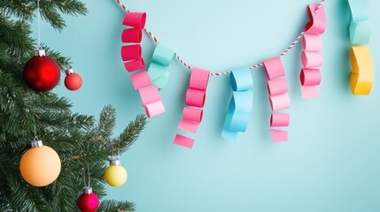 Wall Mural - Beginner-friendly holiday projects with colorful paper chains and holiday garlands, simple yet impactful