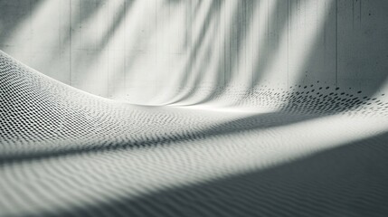 Poster - Abstract white mesh fabric flowing over concrete wall with dramatic lighting