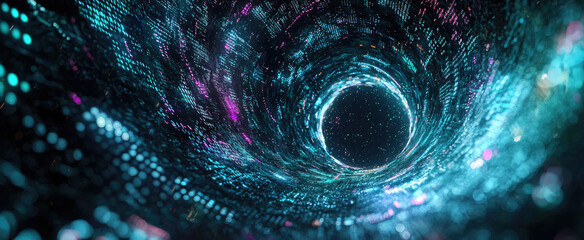 Wall Mural - futuristic digital vortex of vibrant data streams and colorful light patterns