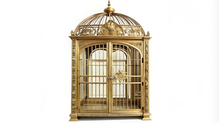 Wall Mural - Ornate Gilded Birdcage with Intricate Carvings