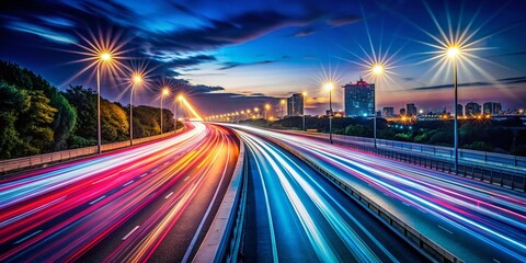 Poster - Captivating Low Light Photography of a Fast-Moving Vehicle on a Dark Road, Highlighting Speed and Motion with Vibrant Light Trails and Dynamic Shadows