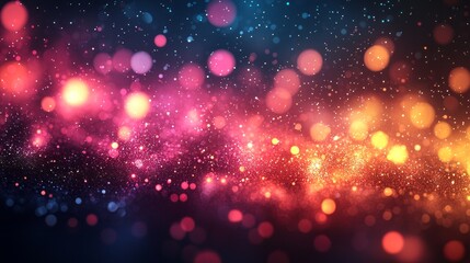 Poster - A mesmerizing display of glowing orbs and swirling light patterns creates an enchanting cosmic atmosphere. The abstract scene captivates with its vibrant hues and magical bokeh effect