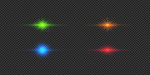 Poster - Set of multicolor horizontal light effects of lens flares