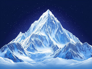 Wall Mural - An ice-covered mountain peak at night that seems to glow from moonlight.