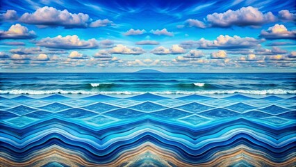Poster - Captivating Panoramic View of a Striking Blue Pattern Background for Modern Interior Design and Creative Projects
