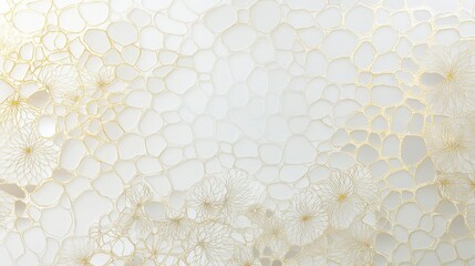 Poster - Delicate floral pattern on soft white background abstract art minimalist design calm environment top-down view aesthetic beauty