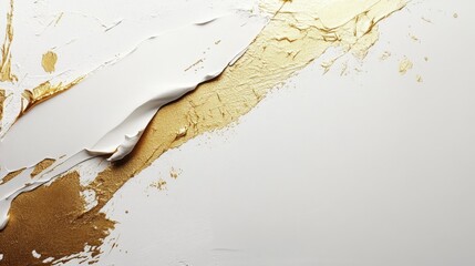 Poster - Dynamic gold and white abstract art studio environment digital artwork modern design concept eye-catching aesthetics